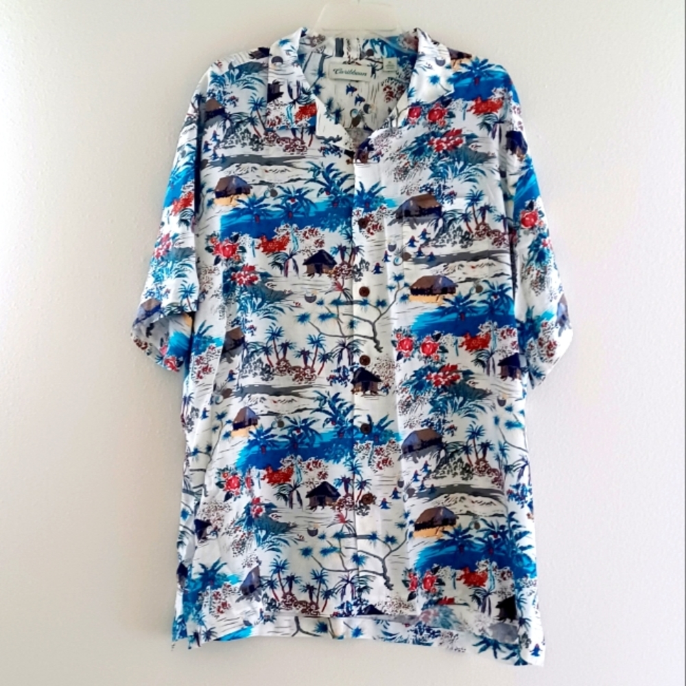 NWT CARIBBEAN ROUNDTREE & YORKE Men's Hawaiian Shirt, XL